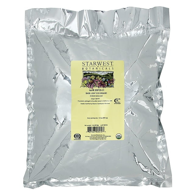 Starwest Botanicals Basil Leaf Cut And Sifted Organic Powder, 1 Lb